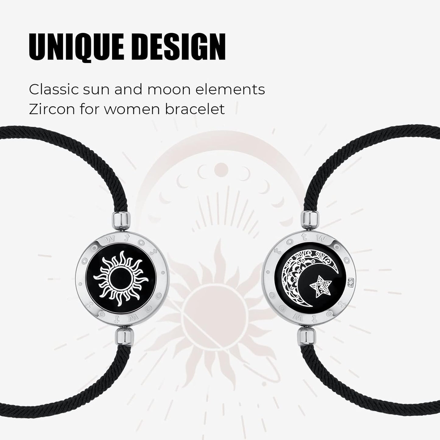 Long Distance Touch Bracelets for Couples, Vibration & Light up for Love Couples Bracelets | Long Distance Relationship Gifts for Girlfriend Bluetooth Pairing Jewelry
