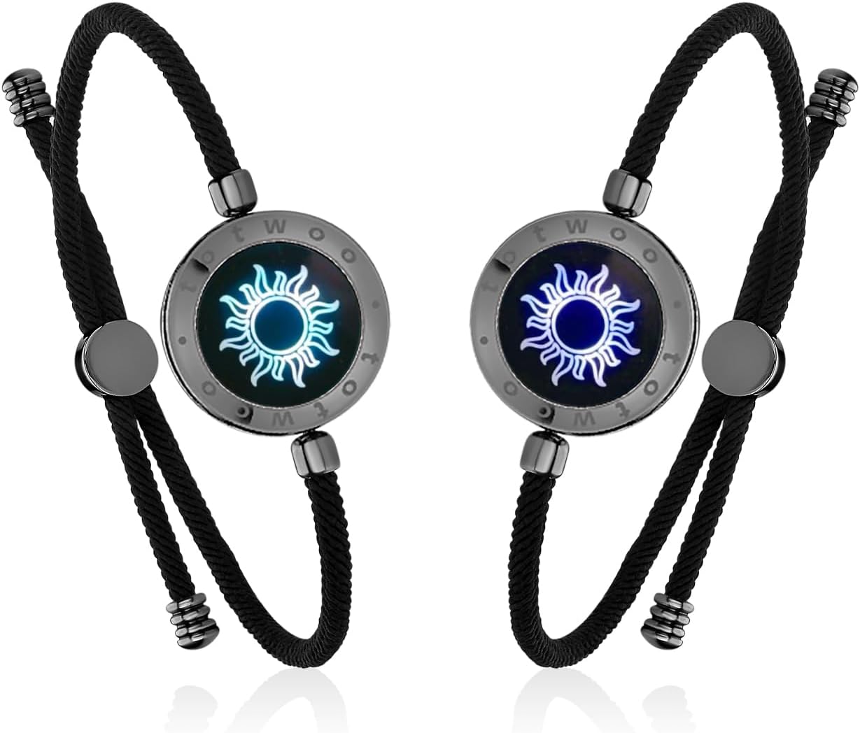 Long Distance Touch Bracelets for Couples, Vibration & Light up for Love Couples Bracelets | Long Distance Relationship Gifts for Girlfriend Bluetooth Pairing Jewelry