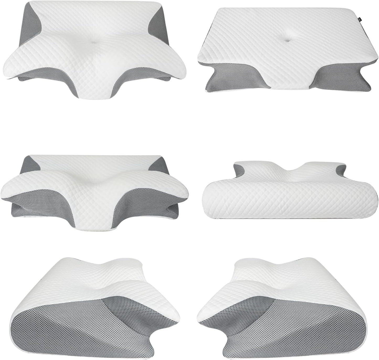 Memory Foam Cervical Pillow, 2 in 1 Ergonomic Contour Orthopedic Pillow for Neck Pain, Contoured Support Pillows for Side Back Stomach Sleepers