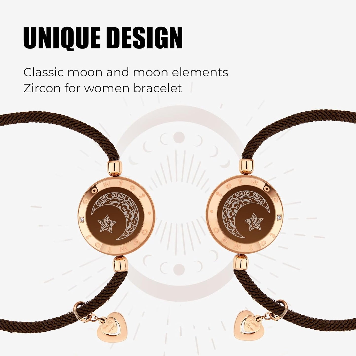 Long Distance Touch Bracelets for Couples, Vibration & Light up for Love Couples Bracelets | Long Distance Relationship Gifts for Girlfriend Bluetooth Pairing Jewelry