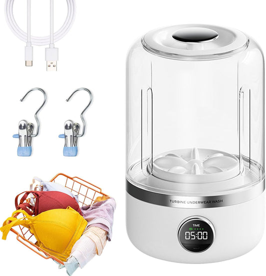 Underwear Washer, Mini Portable Washing Machine, 1L Underwear Washing Machine, Rechargeable Cordless Mini Laundry Machine With Led Display, 4000mah, 20 Times Usage Per Charge (White)