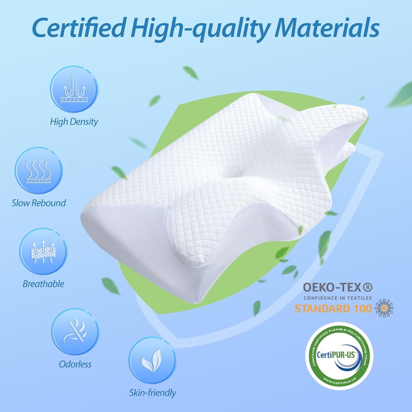 Memory Foam Cervical Pillow, 2 in 1 Ergonomic Contour Orthopedic Pillow for Neck Pain, Contoured Support Pillows for Side Back Stomach Sleepers